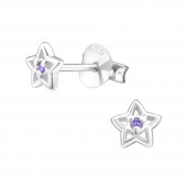 Cercei din argint stelute cu pietre mov lavanda DiAmanti DIA33215-Lavender